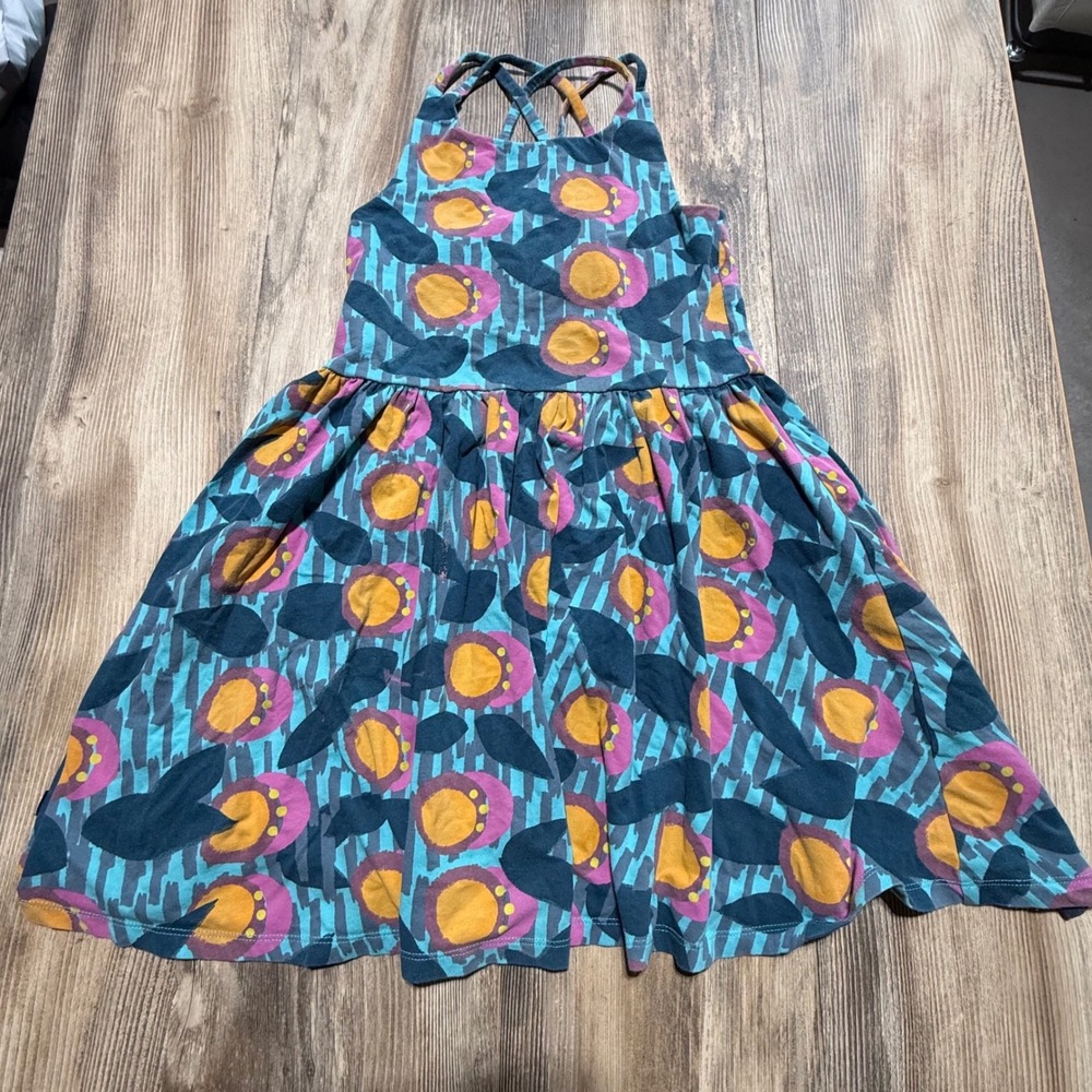 Boho Tea Collection Strappy Dress Floral Stripe Teal Pink Kidcore Skater Dress 7